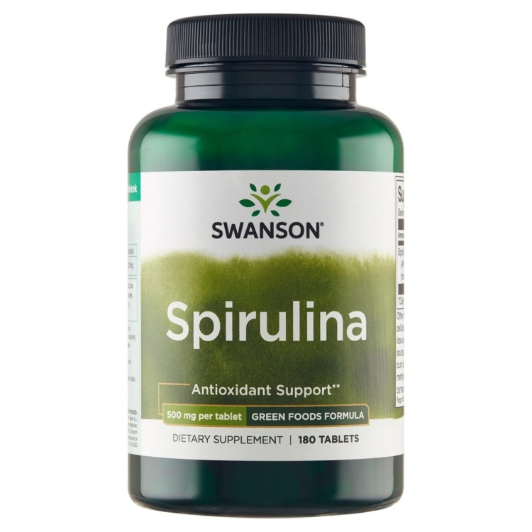 SWANSON Spirulina 500 mg 180 tabletek | DETOKS OCZYSZCZANIE ALGI MORSKIE