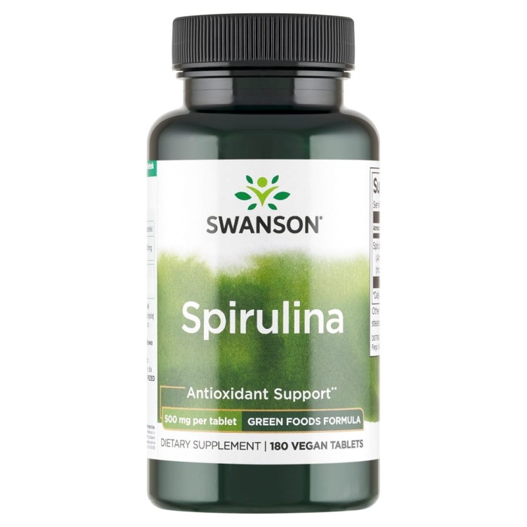 SWANSON Spirulina 500 mg 180 tabletek | DETOKS OCZYSZCZANIE ALGI MORSKIE