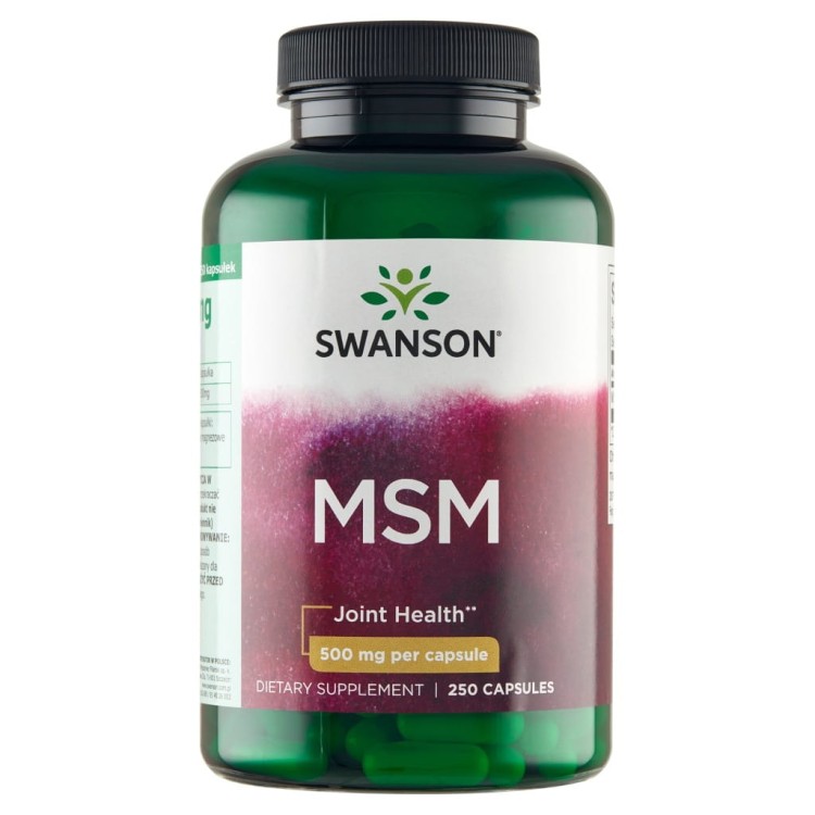 SWANSON MSM siarka organiczna 500 mg 250 kapsułek |ZDROWE STAWY KOŚCI SKÓRA
