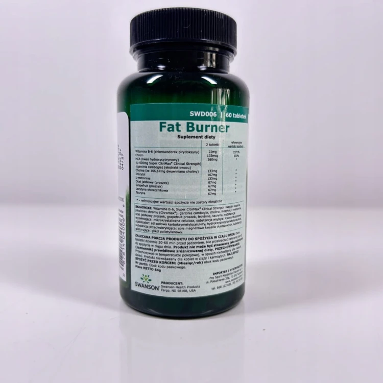 SWANSON Fat Burner 60 tabletek | SPALACZ TŁUSZCZU ODCHUDZANIE METABOLIZM
