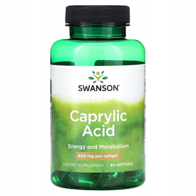 SWANSON Caprylic Acid Kwas kaprylowy 600 mg 60 kapsułek | TRAWIENIE JELITA