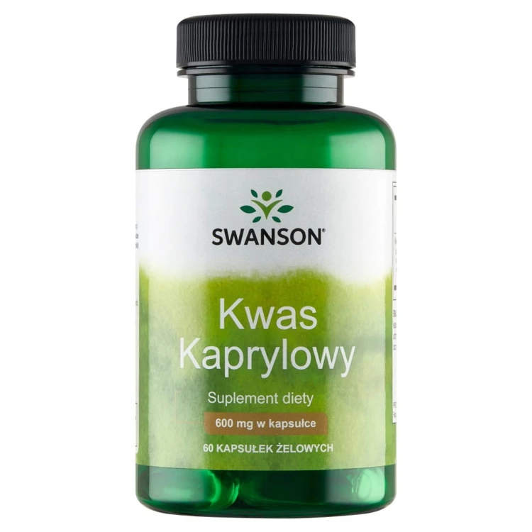 SWANSON Caprylic Acid Kwas kaprylowy 600 mg 60 kapsułek | TRAWIENIE JELITA