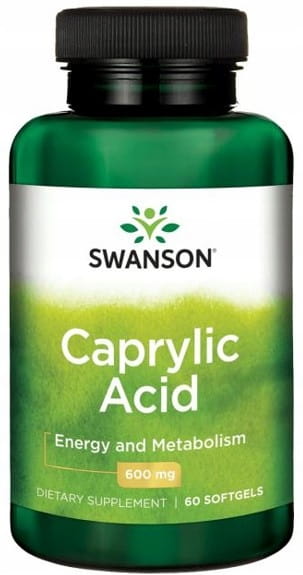 SWANSON Caprylic Acid Kwas kaprylowy 600 mg 60 kapsułek | TRAWIENIE JELITA