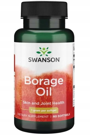 SWANSON Borage Oil olej z ogórecznika 60 kapsułek | MENOPAUZA SKÓRA STAWY