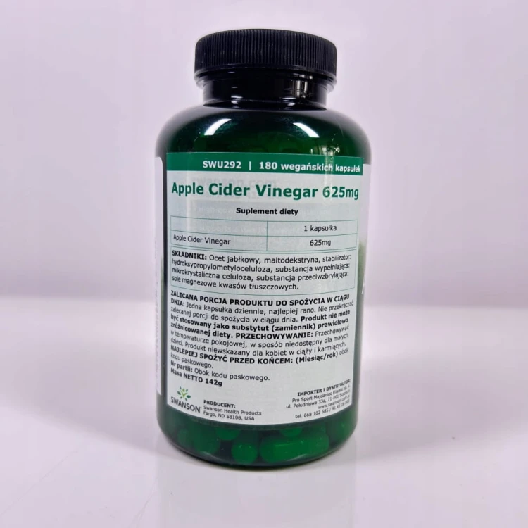 SWANSON Apple cider vinegar Ocet jabłkowy 625 mg 180 kapsułek | ODCHUDZANIE