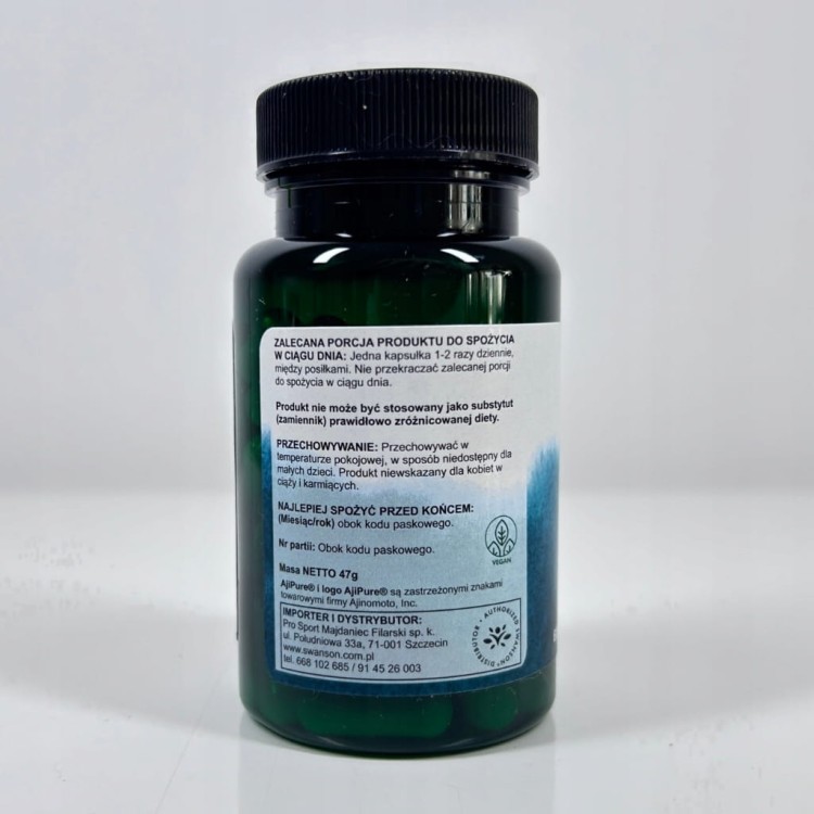 SWANSON AjiPure Glicyna 500 mg 60 kapsułek | ZDROWY SEN STRES REGENERACJA