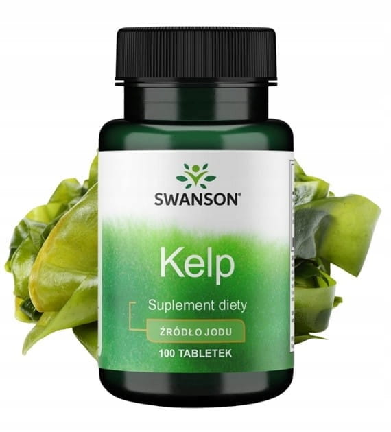 SWANSON Kelp algi morskie 225 µg 100 tabletek | JOD TARCZYCA WŁOSY SKÓRA