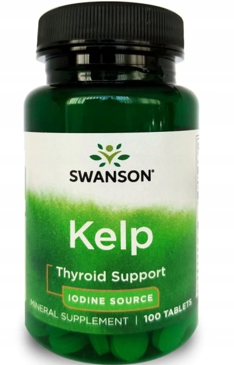SWANSON Kelp algi morskie 225 µg 100 tabletek | JOD TARCZYCA WŁOSY SKÓRA