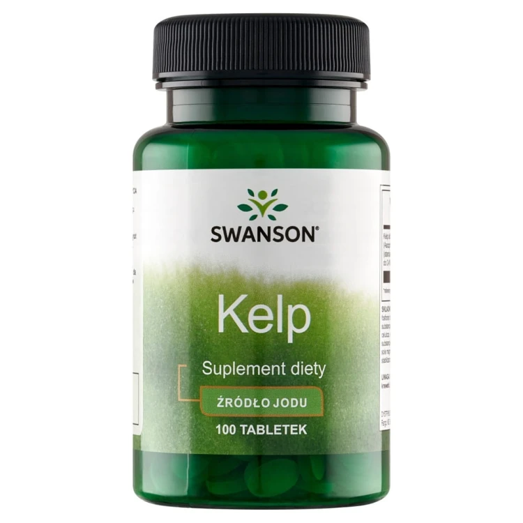 SWANSON Kelp algi morskie 225 µg 100 tabletek | JOD TARCZYCA WŁOSY SKÓRA