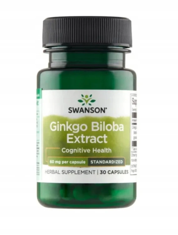 SWANSON Ginkgo Biloba ekstrakt 60 mg 30 kapsułek | PAMIĘĆ NEUROPROTEKCJA