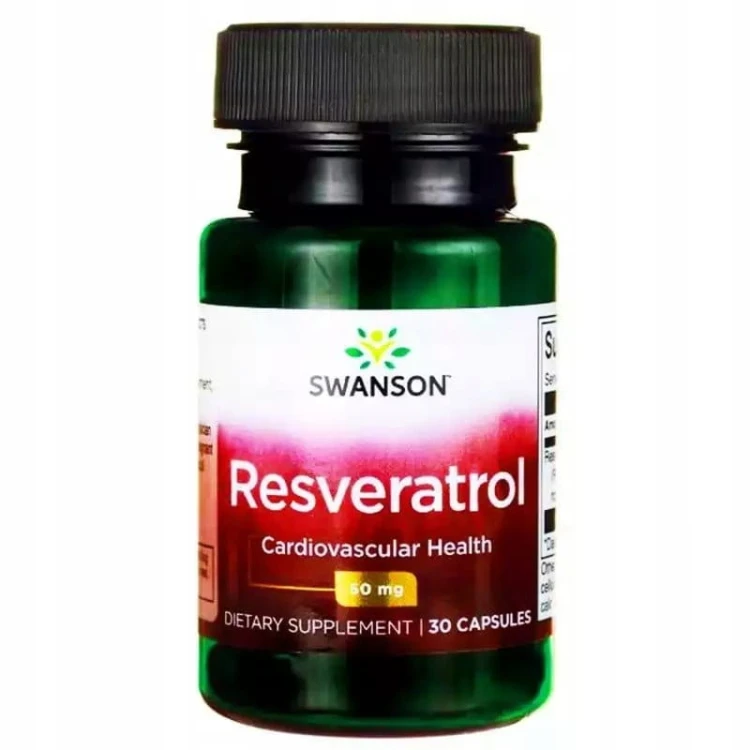 SWANSON Resweratrol 50 mg 30 kapsułek KRĄŻENIE SERCE ANTYOKSYDANT CUKRZYCA