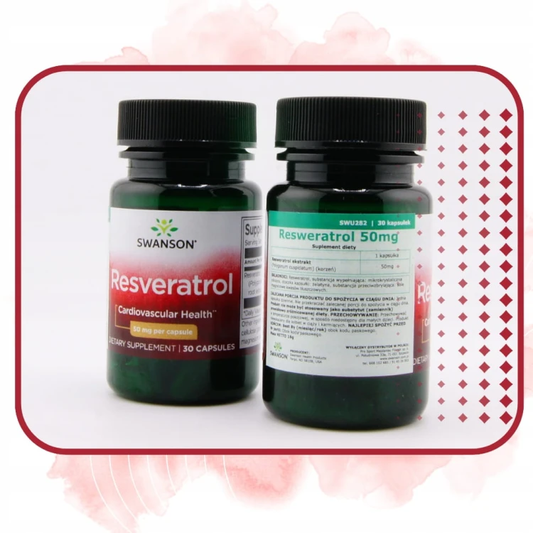 SWANSON Resweratrol 50 mg 30 kapsułek KRĄŻENIE SERCE ANTYOKSYDANT CUKRZYCA