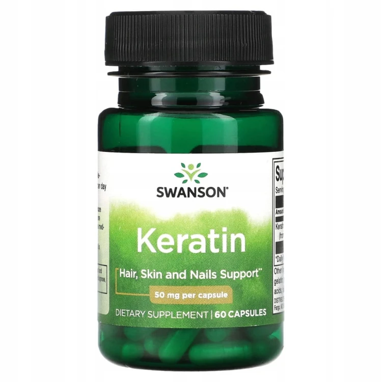 SWANSON Keratin Keratyna 50 mg 60 kapsułek | WŁOSY SKÓRA PAZNOKCIE