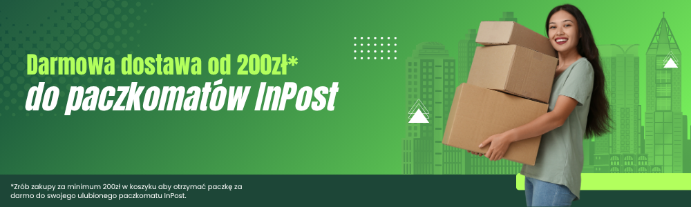 ALT: Baner informacyjny – darmowa dostawa do paczkomatów InPost od 200 zł w sklepie omega369.pl
