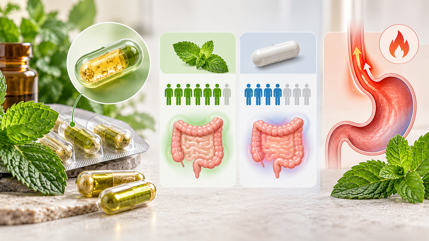 Olejek z mięty pieprzowej w badaniach IBS oraz znaczenie placebo i objawów refluksowych