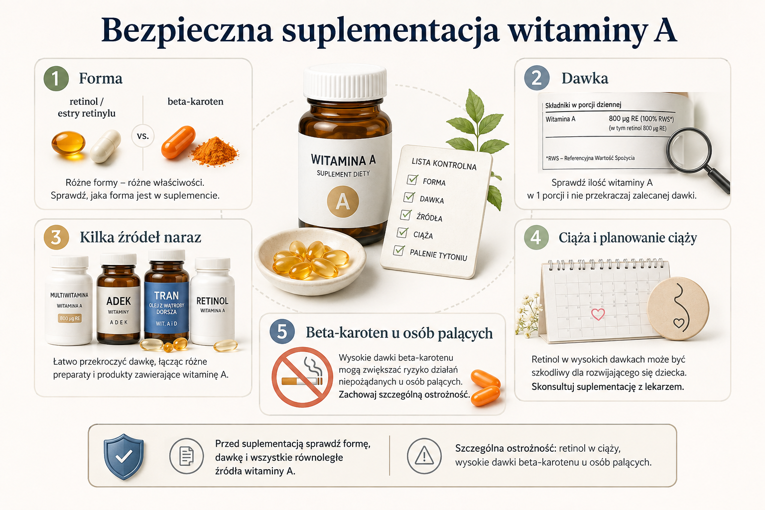 Najważniejsze zasady bezpiecznej suplementacji witaminą A i beta-karotenem