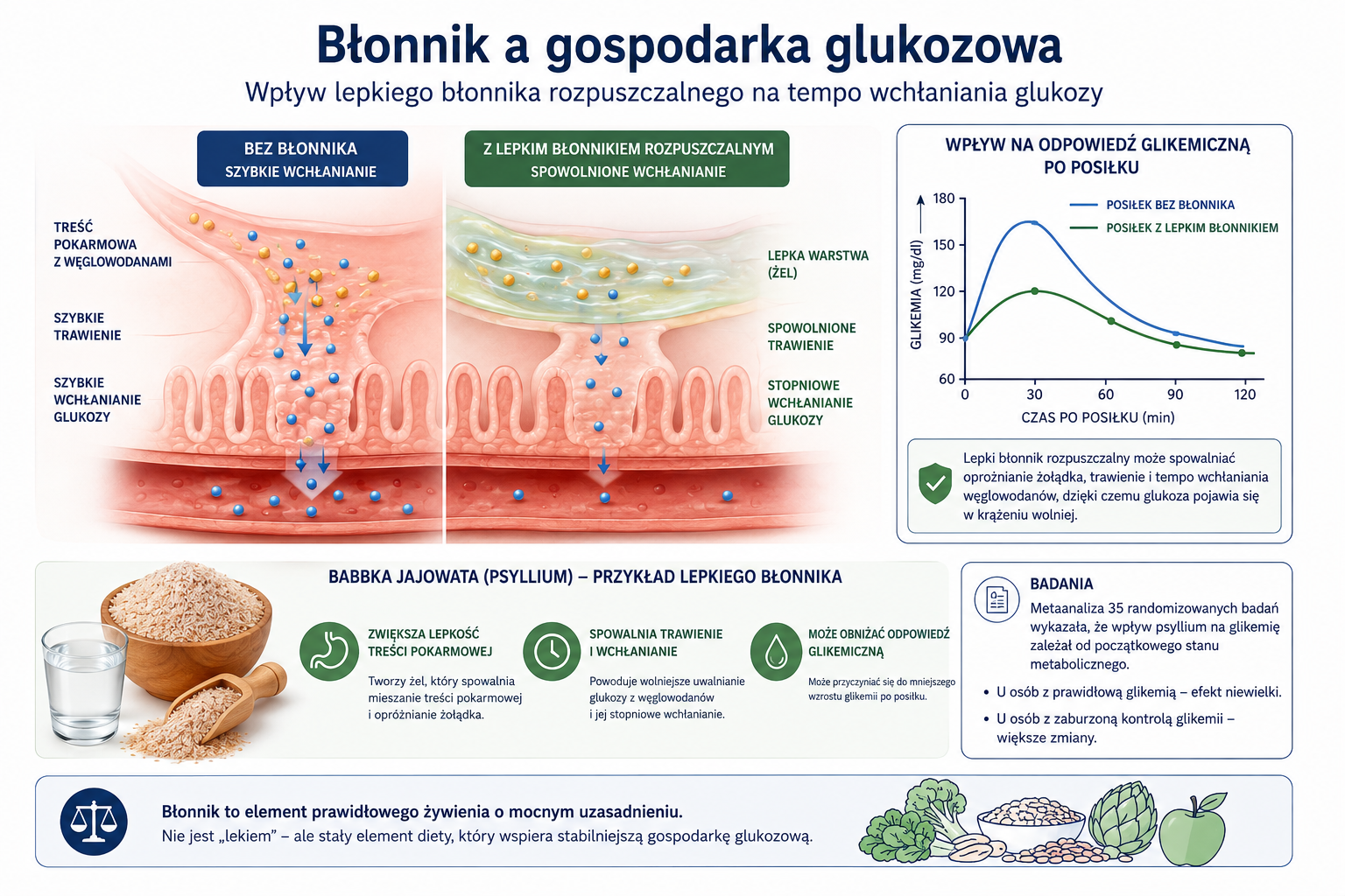 Wpływ lepkiego błonnika rozpuszczalnego na tempo wchłaniania glukozy