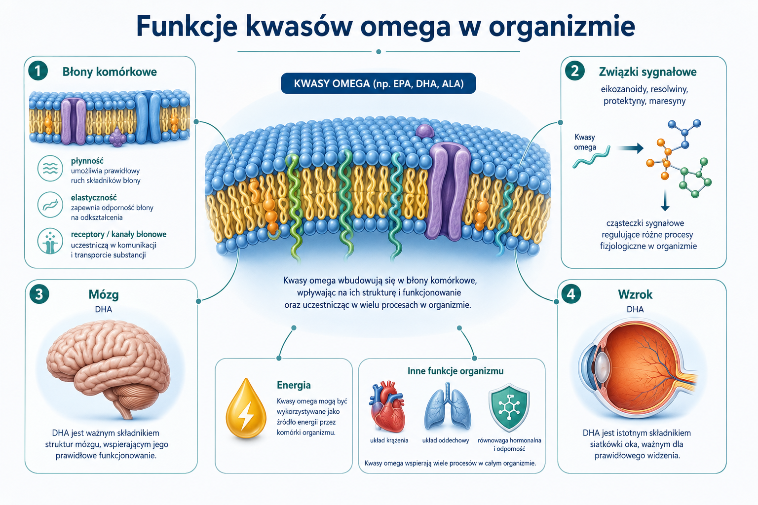 Kwasy tłuszczowe omega jako składniki błon komórkowych i związków sygnałowych organizmu