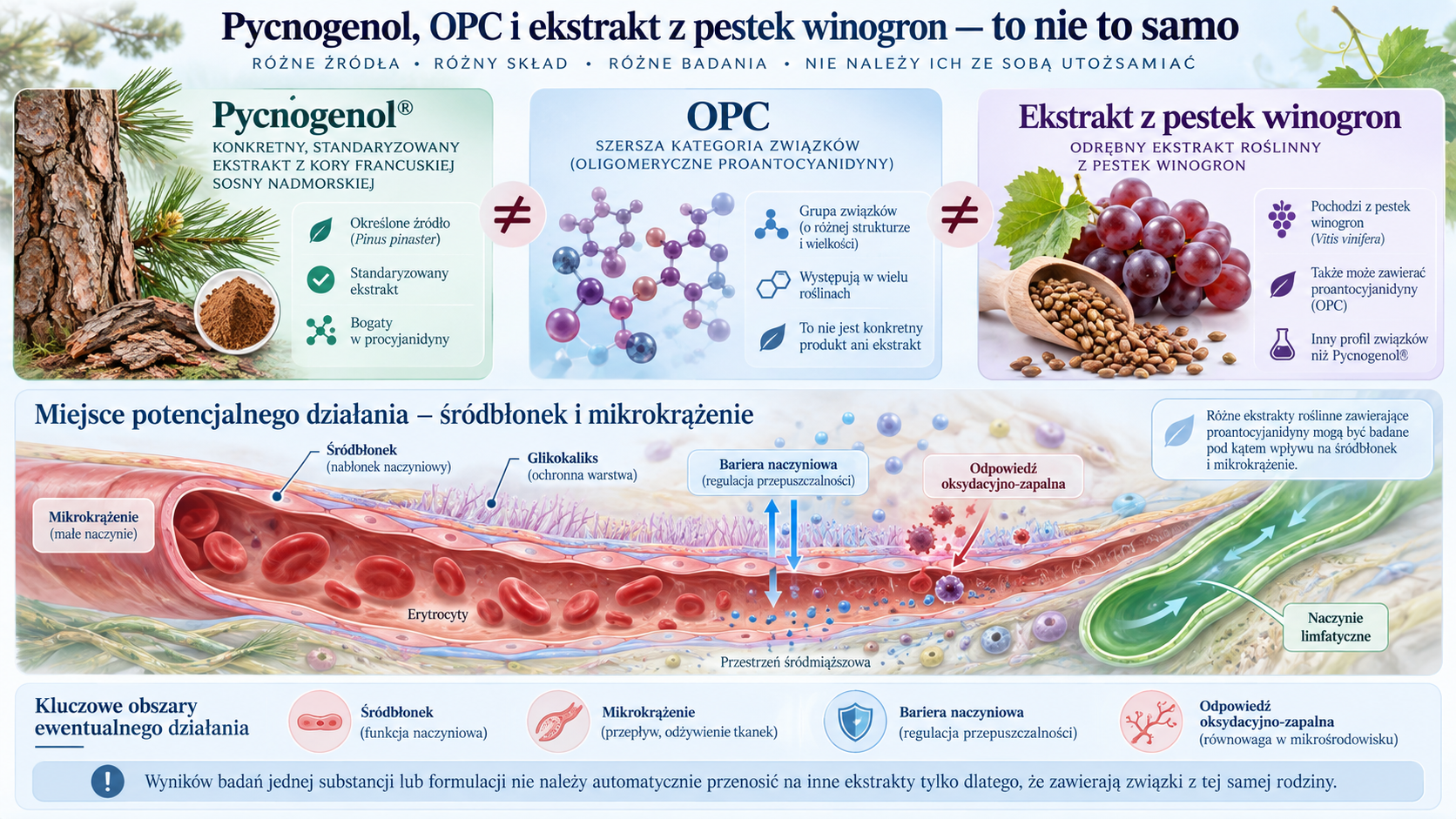 Porównanie Pycnogenolu, OPC i ekstraktu z pestek winogron w kontekście mikrokrążenia