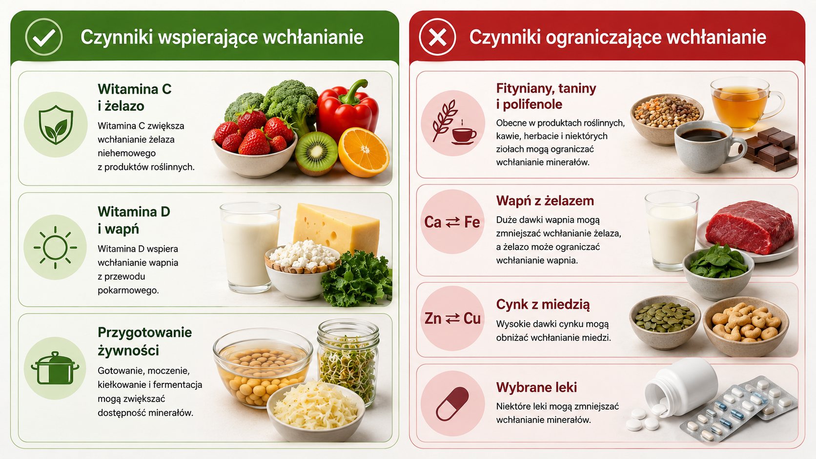 Czynniki mogące wspierać lub ograniczać wchłanianie minerałów z diety