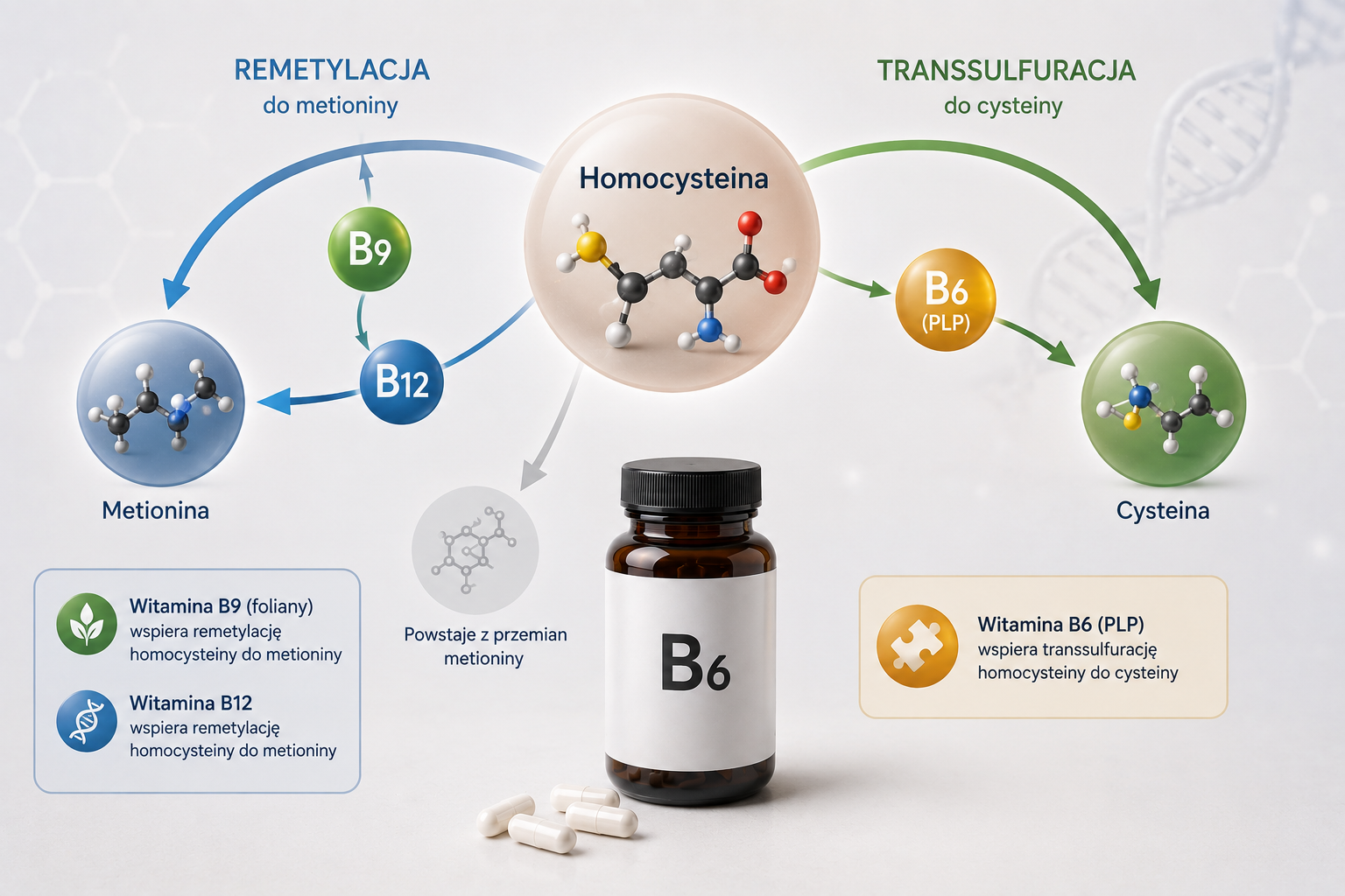 Rola witaminy B6, B9 i B12 w metabolizmie homocysteiny