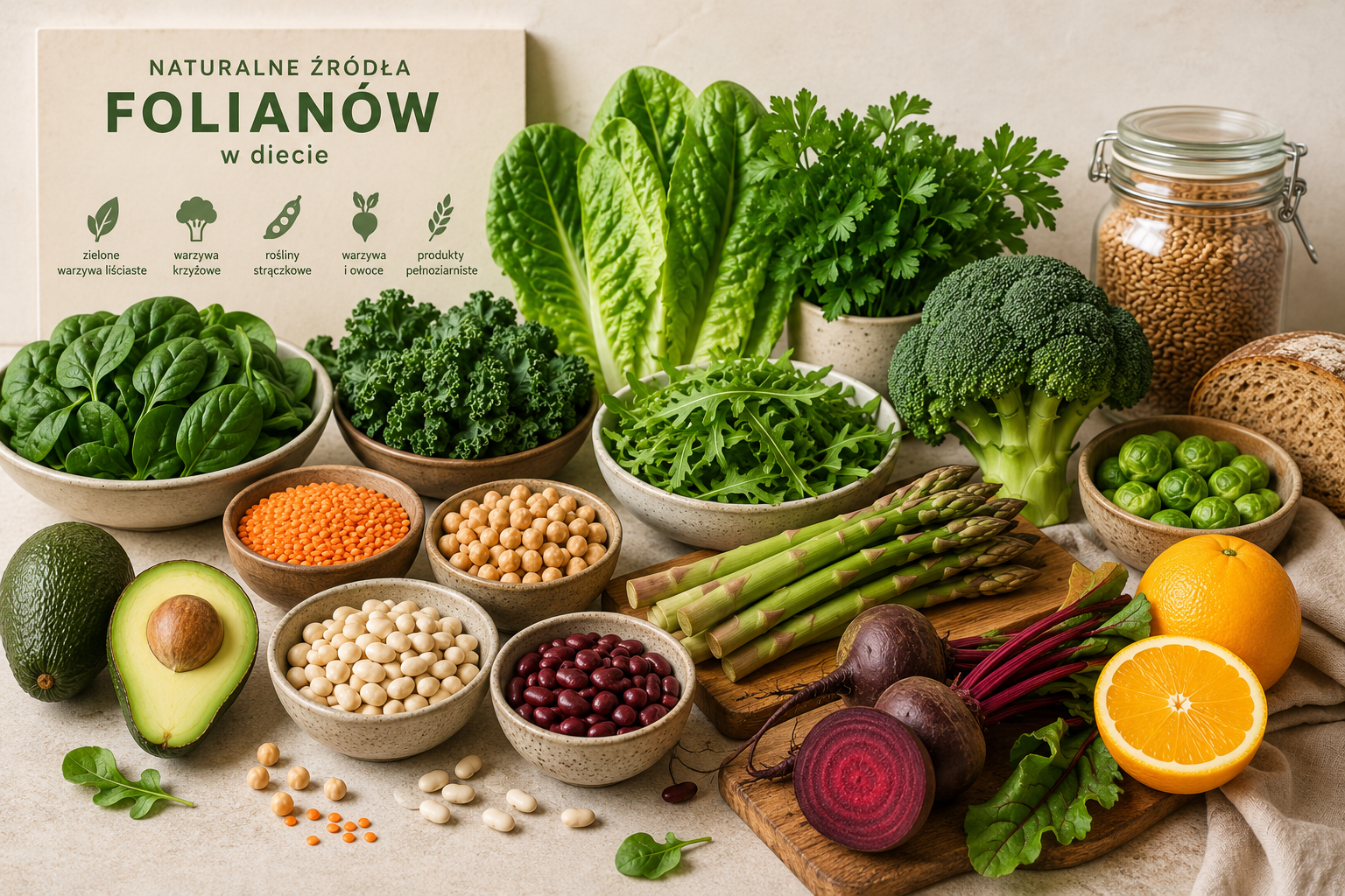 Produkty spożywcze będące naturalnymi źródłami folianów w diecie